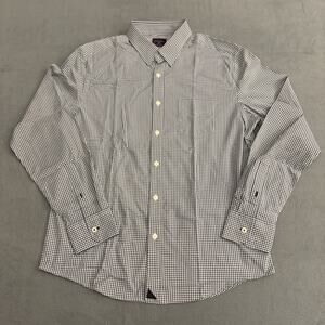 UNTUCKit Shirt Mens L White Black Plaid Button Down Slim Fit Long Sleeve Casual